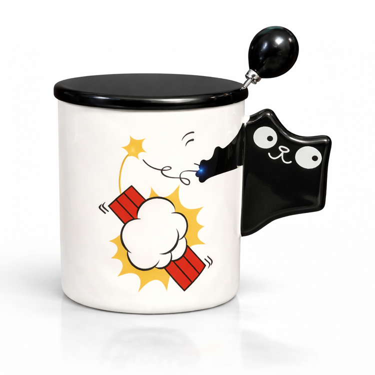 ماگ طرح گربه و دینامیت